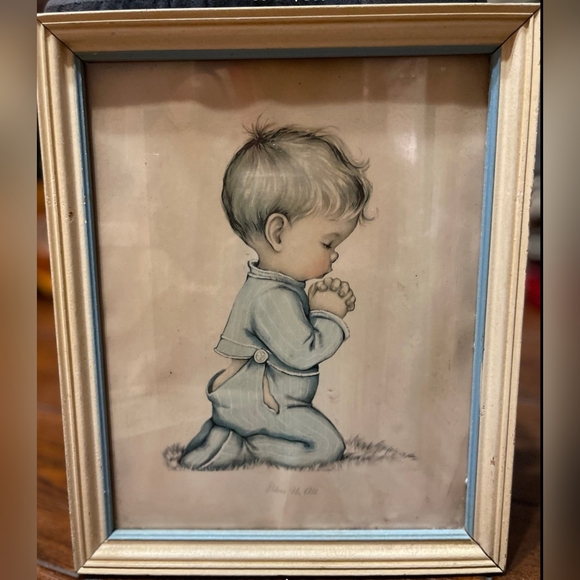 1970's " A Child's Prayer" Framed Art (SET) - Picture 8 of 9